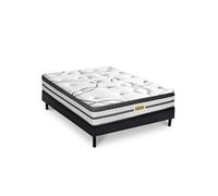 Ensemble sommier Bois Noir et Matelas Concorde Ressorts ensachés Accueil mémoire - 26cm - 90x200cm