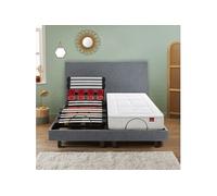 Ensemble sommier électrique et tête de lit Escapade-2 x 90 x 200 cm-Gris