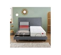 Sommier Electrique 2 X 80 X 200 Horizon Relax 1620d + Tête De Lit Gris Fonce Gris