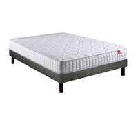 Ensemble Epeda matelas ressorts ensachés Distinct 2, sommier Unic gris et pieds 140x190