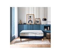 Ensemble sommier et matelas 160x200 cm ressorts ensachés ferme Enjoy Bleu