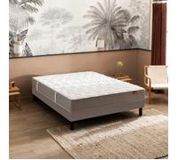 Ensemble matelas ressorts ensachés l'Ailleurs, sommier Escale Ferme, pieds 160x200