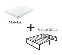 Ensemble sommier matelas, 140 x 190 cm, cadre de lit en métal et matelas à mémoire de forme, facile à monter