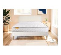 Ensemble sommier matelas 140x190 Memo Mémoire de forme - 20 cm - Très ferme - sommier kit blanc