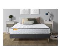 Ensemble sommier matelas 140x200 Memo Mémoire de forme - 20 cm - Très ferme - sommier kit gris