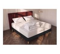 Ensemble sommier matelas 160x200 Balmoral Mémoire de forme - 24 cm - Ferme - sommier kit Noir + 2 oreillers + couette