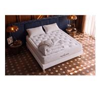 Pack matelas a memoire de forme maxi epaisseur Buckingham 160x200cm sommier KIT blanc + 2 oreillers + 1 couette 260x240cm