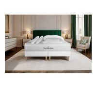 Ensemble sommier matelas 160x200 Lancaster Ressorts ensachés et mémoire de forme - 22 cm - Ferme - double sommiers blanc + 2