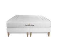 Ensemble sommier matelas 160x200 Lancaster Ressorts ensachés et mémoire de forme - 22 cm - Ferme - double sommiers blanc