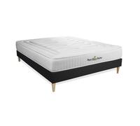 Ensemble sommier matelas 160x200 Lancaster Ressorts ensachés et mémoire de forme - 22 cm - Ferme - sommier Noir