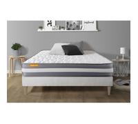 Ensemble sommier matelas 160x200 Memo plus Mémoire de forme - 24 cm - Ferme - sommier kit blanc