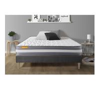 Ensemble sommier matelas 160x200 Memo plus Mémoire de forme - 24 cm - Ferme - sommier kit gris - Septnuits