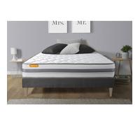 Ensemble sommier matelas 180x200 Memo spring Ressorts ensachés et mémoire de forme - 22 cm - Ferme - sommier kit gris