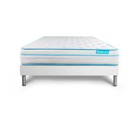 Ensemble 140x190 matelas BodyMax micro ressorts ensaches et memoire de forme + sommier kit blanc