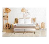 Ensemble sommier matelas LE DÉLICAT 160x200cm Ressorts ensachés + Mémoire de forme 5 zones de confort - Ep. 26cm + double sommiers Blanc G