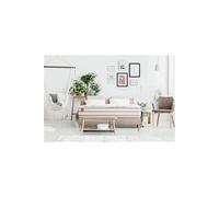 Ensemble sommier matelas LE DOUX 180x200cm Mémoire de forme 3 zones de confort - Ep. 24cm + double sommiers Beige