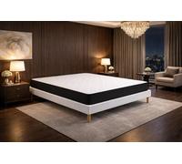 Ensemble Sommier Tapissier et Matelas 120x190 cm - Couleur : Blanc - Sommier Déhoussable avec Pieds 20 cm, Structure Robuste et Lattes Multiplis - Matelas Latex Accueil Moelleux Soutien Ferme -