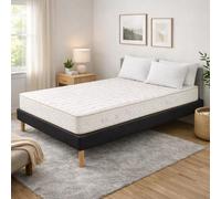 Ensemble Sommier Tapissier et Matelas 120x190 cm - Couleur : Noir - Sommier Déhoussable avec Pieds 20 cm et Lattes Multiplis - Matelas 2 Faces de Couchage Soutien Ferme Certifié CertiPUR & OEKO - TEX