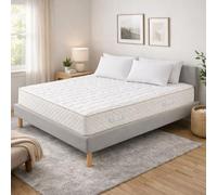 Ensemble Sommier Tapissier et Matelas 180x200 cm - Couleur : Gris - Sommier Déhoussable avec Pieds 20 cm et Lattes Multiplis - Matelas 2 Faces de Couchage Soutien Ferme Certifié CertiPUR & OEKO - TEX