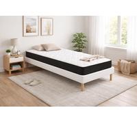 Ensemble Sommier Tapissier et Matelas 90x200 cm - Couleur : Blanc - Sommier Déhoussable avec Pieds 20 cm, Structure Robuste et Lattes Multiplis - Matelas Latex Accueil Moelleux Soutien Ferme -