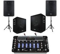IBIZA Sound Light - Ensemble Sono Pack 3000W avec 2 CAISSONS AMPLIFIES + Enceintes + Table DE MIXAGE Pro + CABLAGE idéal sonorisation Grands espaces - Bar Club Disco Mariage Anniversaire