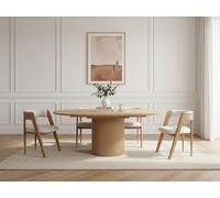 Ensemble SORMIOU avec table à manger ronde extensible 130 à 180 cm + lot de chaises BASTIDE placage chêne marron clair BOBOCHIC Marron clair