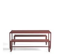 Ensemble Sotil composé de 2 bancs et d'une table en acier galvanisé finition grenat 183 x 83 cm