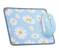 T'nB Daisy Exclusiv - Pack Souris + Tapis, Confort Ergonomique | Bleu et Jaune, Souris et Tapis Assortis, Design Exclusif, Base Antidérapante, Glisse Fluide