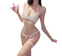 Ensemble Sous Vetement Femme,Ensemble de lingerie sexy pour femme, bralette en dentelle, string, 3 pièces, sous-vêtements séduisants, pur désir, vêtements de nuit confortables, doux et extensibles