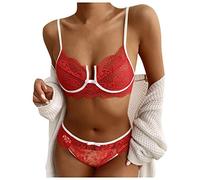 Ensemble sous Vetement Femme Ensemble Lingerie Nuisette Dentelle Et Jarretelles - Anneaux Métalliques pour Look Séduisant