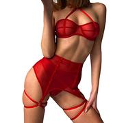 Ensemble sous-VêTements Erothique - Femmes Sexy Cosplay Costume Mignon Sexy Lingerie Ensemble Dentelle à Bretelles Camis et Culotte Nuisettes Tenue de Nuit Dos Nu Pyjamas Femme