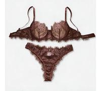 Ensemble soutien-gorge et culotte en dentelle fine de style basique pour femmes, sans couture, à œillets, sous-vêtements confortables, vêtements intimes noir