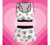 Ensemble soutien-gorge et culotte femme mode imprimé dessin animé fuchsia et noir avec bordure L,M,S,XL,XSCartoonPolyester