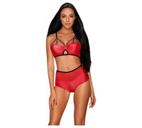 Ensemble soutif effet cuir Obsessive Leatheria (rouge) - S/M