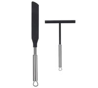 Ensemble Spatules à Crêpes en Acier Inoxydable, pour Omelettes | Râteau Étaleur et Racloir, Bords Lisses, Coins Arrondis, Conception Ergonomique, Adaptés la Cuisine Familiale Quotidienne