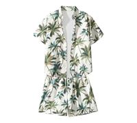 Ensemble Sport, Chemise Fleurie LéGèRe Et DéContractéE pour La Plage IdéAle pour Un Couple en Voyage Ou Une SoiréE Tropicale Parfaite pour Une FêTe D'éTé en Couple