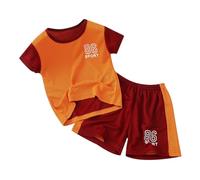Ensemble Sport Enfant Garcon 2-12 Ans Sechage Rapide T-Shirts à Manches Courtes+Short Running Ensemble Sportif Grarçon Survêtement Enfant pour Football Basket Unisexe (Red, 4-5 Years)