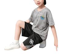 Ensemble Sport Enfant Garcon 2-15 Ans Sechage Rapide T-Shirts à Manches Courtes+Short Running Ensemble Sportif Grarçon Survêtement Ado pour Football Basket (Grey, 14-15 Years)