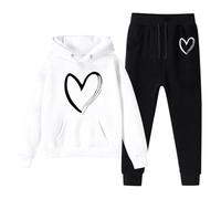 Ensemble Sport Enfant Garcon Fille Pull Flanelle Manche Longue + Pantalon Printemps Automne Vêtements De Sport Décontracté Confortable surdimensionné Tenue Chaude pour Tout-Petits Enfants