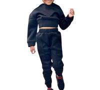 Ensemble Sport Enfant Garcon Fille Sweat-Shirt à Manches Longues + Pantalon Sportswear, Tracksuit Set for Jogging Couleur Unie Oversize Ample Confortable Ensemble de Tenues avec Fourrure
