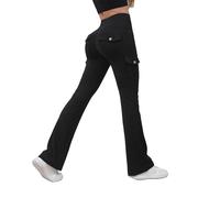 Ensemble Sport Femme Entraînement Évasé Legging Poche Haute Taille Cargo Salle Yoga Legging Confortable Léger pour Fitness Sport Décontracté