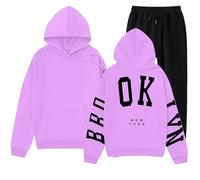 Ensemble Sport Femme Fitness - Ensemble Pantalon Femme élégant à Capuche Manches Longues pour Tenue décontractée Confortable avec Design Pratique et Style Tendance Automne Hiver