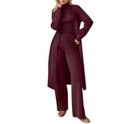Ensemble Sport Femme Grande Taille - Ensemble Femme 3 Pièces Tendance Cardigan Pull Pantalon Tricoté Confortable Printemps Automne Tenue Élégante Casual