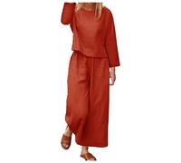 Ensemble Sport Femme- Pantalon De Tailleur Uni Couleur Confortable Haut à Lacets Tendance Tailleurs Et Ensembles en Lin Haut à Lacets Tendance