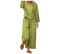 Ensemble Sport Femme- Pantalon De Tailleur Uni Couleur Confortable Haut à Lacets Tendance Tailleurs Et Ensembles en Lin Haut à Lacets Tendance