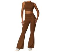 Ensemble Sport Femme Sexy- Ensemble Yoga sans Manches Fitness Gilet Séchage Rapide Coupe Slim Évasé Pantalons Couleur Unie Décontracté Confortable Chic Et Élégants Extérieur Running Tailleurs