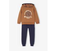 Ensemble Sport Garçon Sweat Capuche imprimé + Jogging Uni caramel 10A
