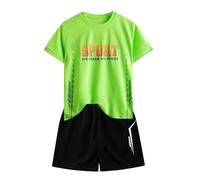 Ensemble Sport garçon, T-Shirt Manches Courtes, Short Fonctionnel, Séchage Rapide, Tenue Estivale, Tissu Technique, pour Foot, Basket, Entraînement, Match et Parc