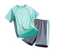 Ensemble sport garçon t-shirt technique short performance vêtement école EPS jeu récré#M