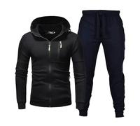 Ensemble Sport Homme Jogging Large Ensemble Hoodie, À Manches Longues Et Pantalon Décontracté Col Rond Zippé Tendance Affaires Vêtements avec Poches Élastiquée Tous Les Jours Automne